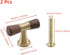 46mm/1.81", 2 Single Hole Wood Drawer Handle Knobs Walnut Cabinet Pulls Brass Base T Bar Knob Pull Handles With Screws