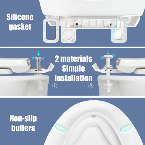 WAAYAA Elongated Toilet Seat with Toddler Seat Built In Soft Close, Slow Close Family Toilet Seat with Potty Training