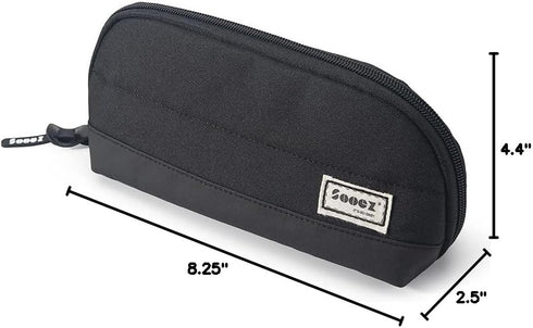 Sooez Wide-Opening Pencil Pen Case, Lightweight & Spacious Zipper Stationery Bag, Aesthetic Supply, Black