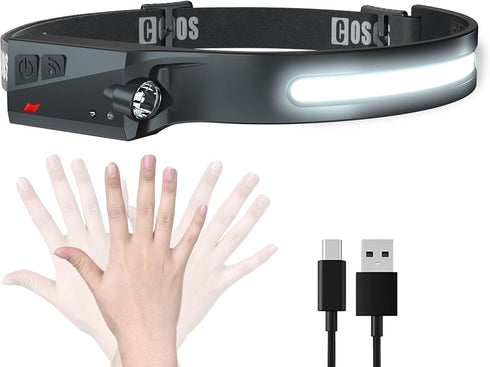 COSOOS LED Headlamp Rechargeable, Bright 1000 Lumen Headlight, Sensor Mode, Lightweight for Camping, Hiking