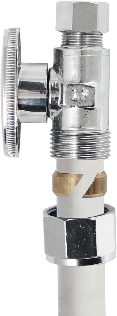 Plumb Pak PP2887EZ Comp O.D. Quarter Turn No Crimp PEX Straight Valve, 1/2" x 3/8", Chrome