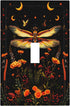 HTSAHKV Floral Dragonfly Wall Plate Light Switch Cover Single Gang Outlet Faceplate Print
