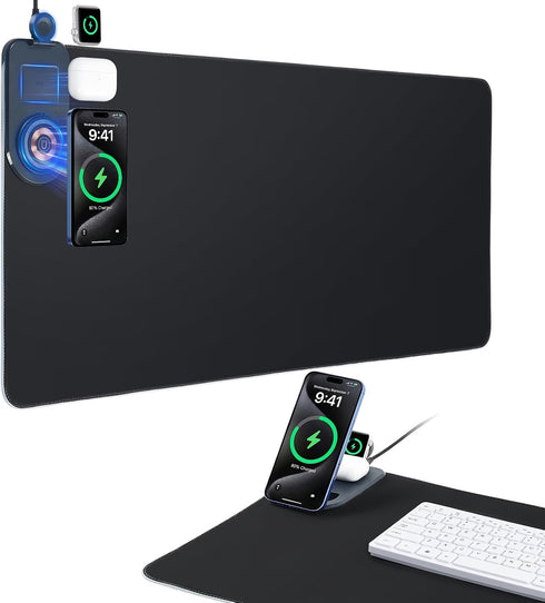 ELUTENG 4in1 31.5"x11.81" Mouse Pad with Phone Holder Wireless Charging Desk Mat RGB Ultra-Smooth Gaming Mousepad