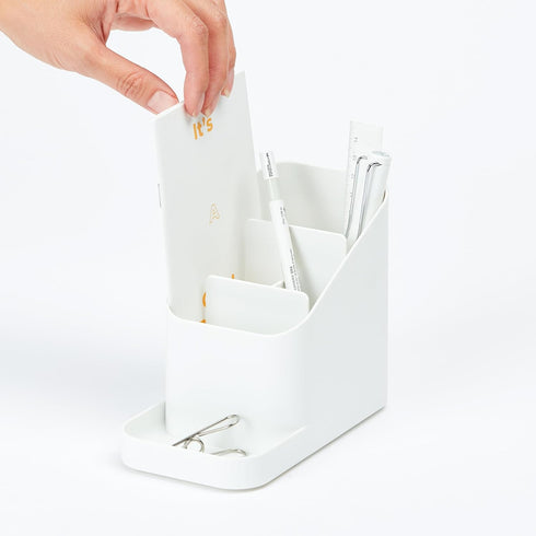 BLUE GINKGO Desk Holder Organizer, Office Supplies, Pencil Holder for Desk Accessories (Made in Korea) - White