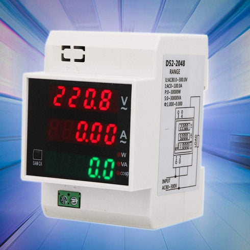 YWBL-WH Digital Energy Meter, Multi-Functional LED Active Power Meter for AC Voltage and Current