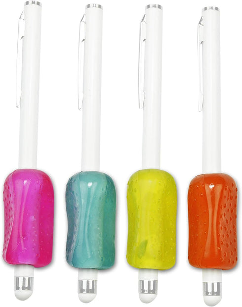The Pencil Grip Ergonomic Textured Grips for Stylus Pens, Pack of 4 Neon Colors (Stylus Pen not Included)