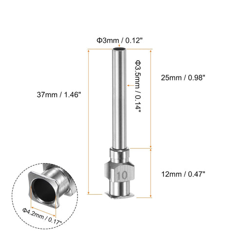 10pcs 10Gauge Stainless Steel Dispensing Needles, 1" All Metal Glue Needle Tube Blunt Tips Luer Lock for Thick Liquids, Ink, Glue, Lab Use