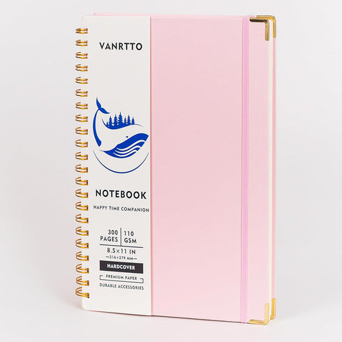 Spiral Notebook, Hardcover, 8.5 x 11 IN, College Ruled, 300 Pages, 110 GSM Thick Papers for Work and School, Pink