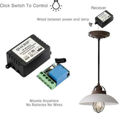 12V 1CH 433Mhz Light,Solonoid(2 QIACHIP DC RF Wireless Relay Remote Control Momentary Toggle Delay Switch Transmitter