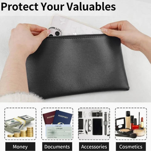 TsuvyXeg 2 Pack Money Bags with Zipper Cash Bank Deposit Pouch Leather Passports Bag Document Holder Check Wallet