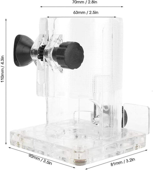 Woodworking Trimmer Router Transparent Plastic Base Power Tool Protective Accessory with Knob