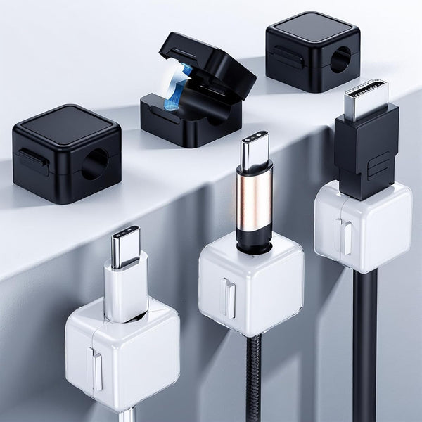 FOTN 6 Pack Magnetic Cable Clips - Strong Cord Holder Organizer for Desk/Nightstand/Bedside