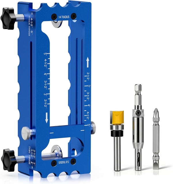 HEYCODY Door Hinge Jig Tool for Router, Adjustable Aluminum Alloy Mortise Jig Fits