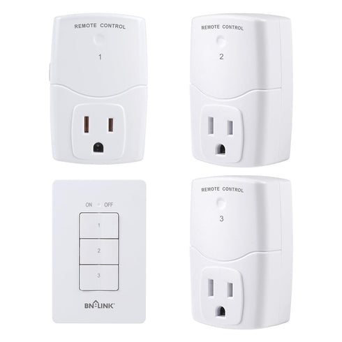 BN-LINK Mini Wireless Wall-Mounting Remote Control Outlet Switch Power Plug in for
