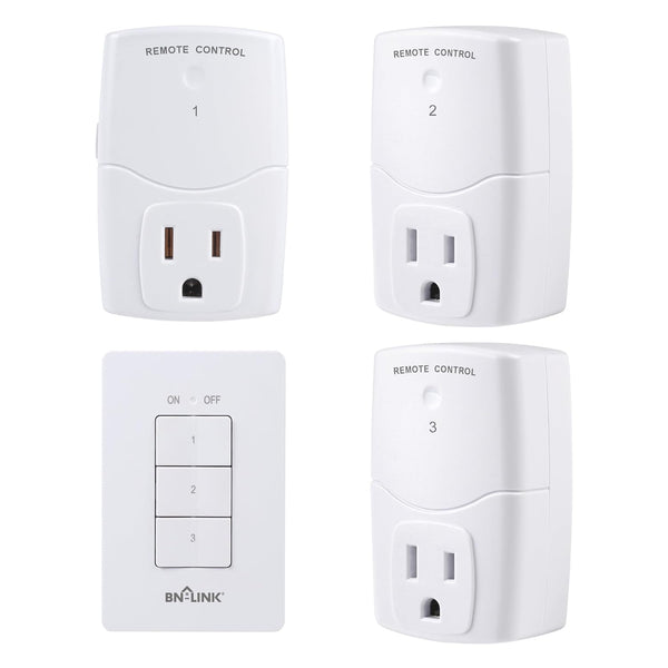 BN-LINK Mini Wireless Wall-Mounting Remote Control Outlet Switch Power Plug in for