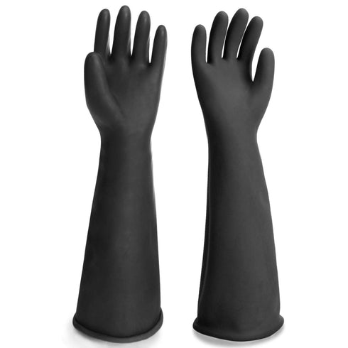 Black Rubber Gloves Extra Large, 22" Long, Chemical Resistant for Heavy Duty Cleaning