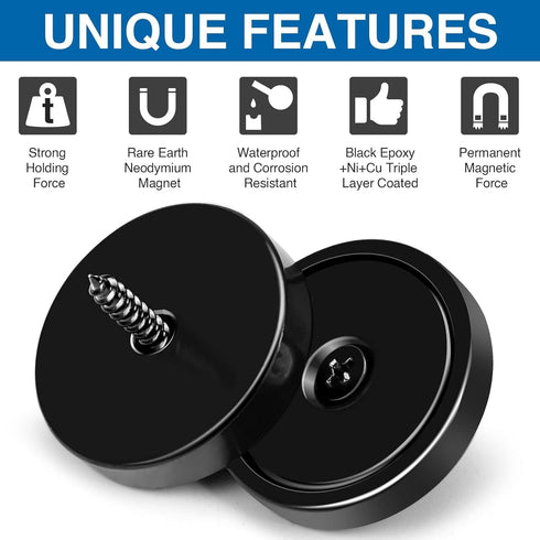 LOVIMAG Neodymium Magnet, 20lbs Rare Earth Strong Magnets, 60Pcs Black Countersunk with Screw for Kitchen, Craft,