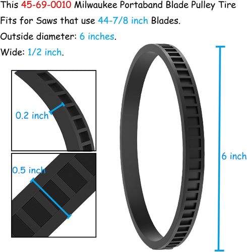 4PCS 45-69-0010 Replacement Pulley Tires for Milwaukee Portaband Saw Belts 6225 6230 6232-6 AO2807 6238N 6238-20 2729-20