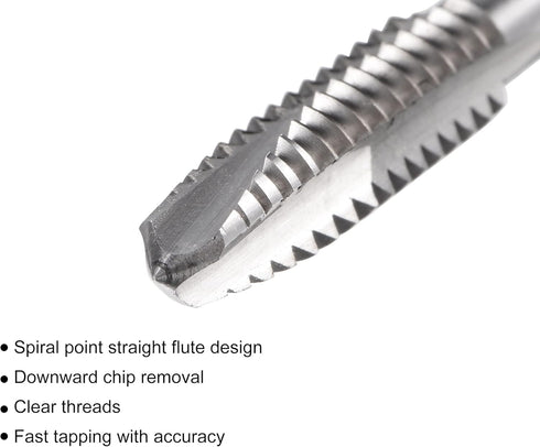 uxcell Spiral Point Threading Tap 10-24 UNC, HSS Machine Thread Screw Tap, 3 Straight Flutes Uncoated