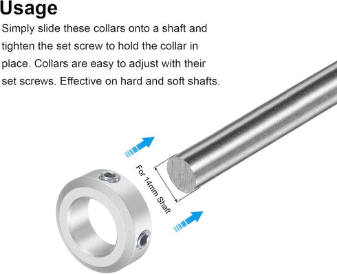 uxcell 2pcs Set Screw Shaft Collar for 14mm Shaft, 24mm OD, 8mm Thickness, Aluminum Alloy Clamp-On