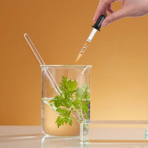 6PCS Glass Stir Sticks, Lab Glass Stirring Rods 8"X2 10"X2, 3PCS Glass Graduated Droppers for Science Lab Kitchen