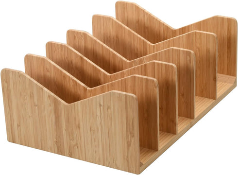 MobileVision Bamboo Paper Holder and Label Organizer, 5 Wide Dividers for Office Organization and Storage