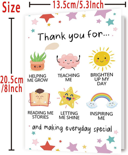 YiKaLus Cute Thank You Card for Teachers, Great Teacher Appreciation Gifts for Men Women, Thank You for Helping Me Grow