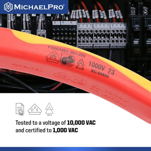 MichaelPro 8-Inch Insulated Long Needle Nose Plier, 1000V VDE Certified for Electric Vehicles, Anti-Slip Handle