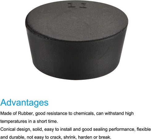 MECCANIXITY Rubber Tapered Plug, 48mm to 56mm Solid Test Tubes Bungs Stopper, 5 Pieces