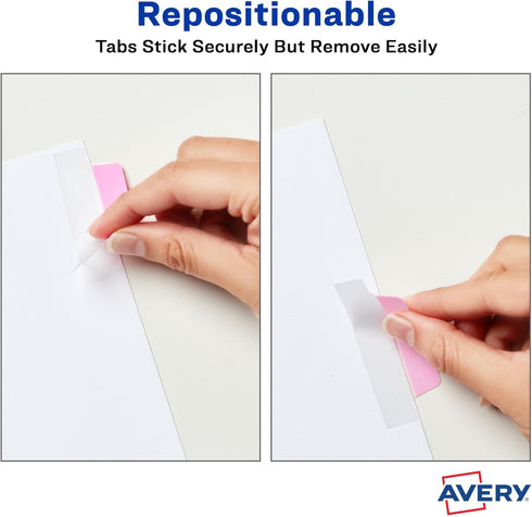 Avery Margin Ultra Tabs, 2.5" x 1", 2-Side Writable, Assorted Pastel Colors, 24 Repositionable Tabs (74769)