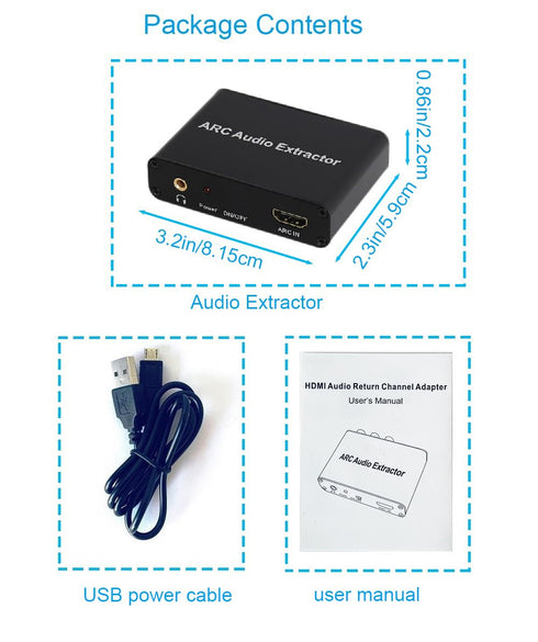 Wilxisum RCA+Optical+3.5mm+Coaxial HDMI Arc Audio Extractor, ARC to Converter/Adapter, Suitable for Connecting TV'S