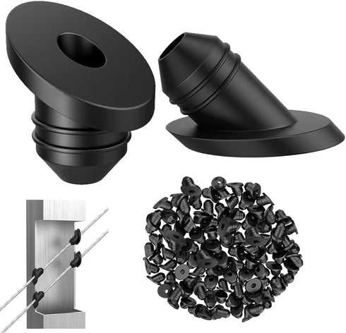50 Pcs Cable Railing Rubber Grommets, 45 Degree Angle Beveled Protector Sleeves for Metal Cable Railing