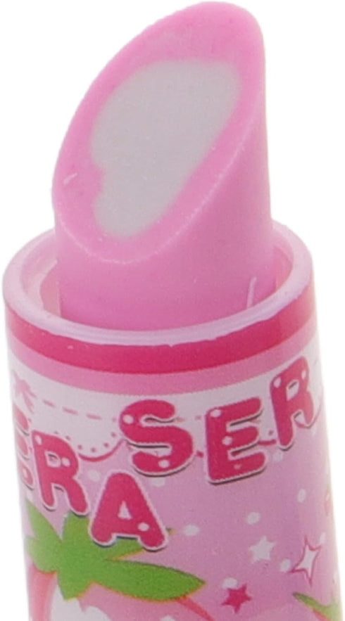ibasenice Kids Lipstick Erasers, 3pcs Cute Cartoon Novelty Erasers for Kids Stationery