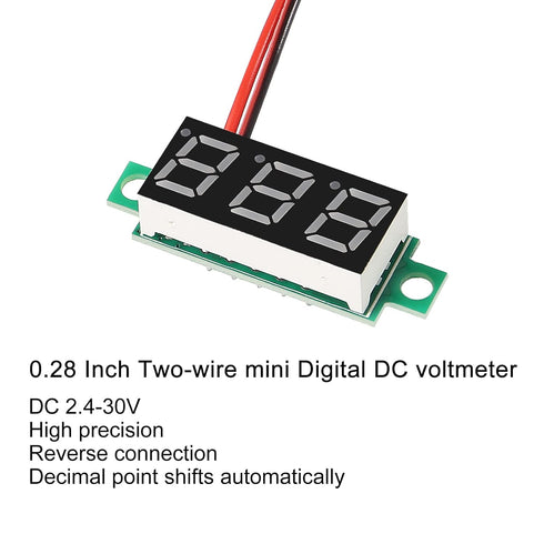 4PCS 0.28 Inch Two-Wire DC LED Digital Voltmeter 2.5V-30V Mini Mix 4 Colors - Red/Green/Blue/Yellow