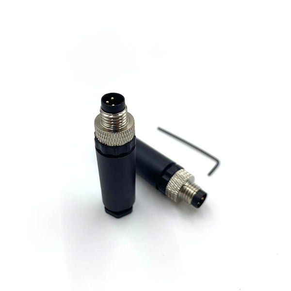 2Pcs M8 3 Pin Male Circular Connector, Field Assembly Wireable Sensor Adapter, IP67 Waterproof