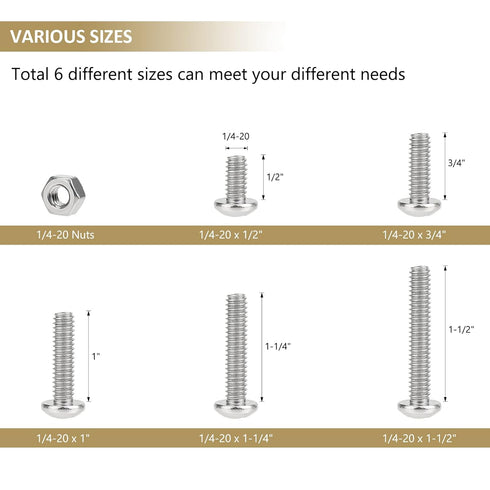 58 Pieces 304 Stainless Steel Machine Screws Nuts Assortment Kit, Phillips Pan Head, Fully Machine Thread