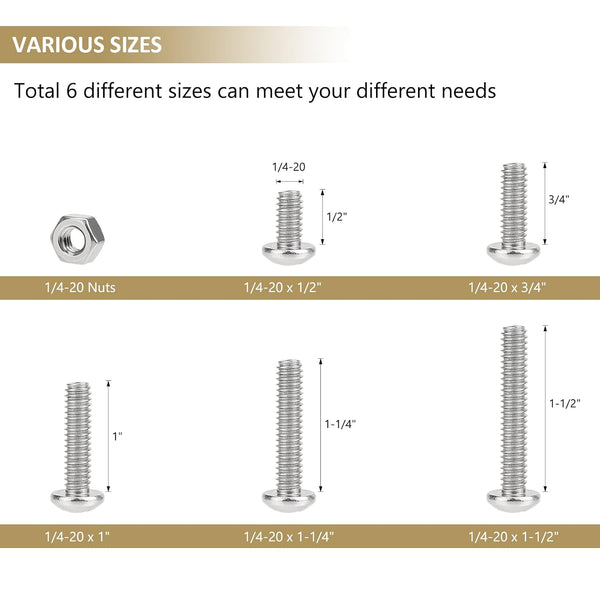 58 Pieces 304 Stainless Steel Machine Screws Nuts Assortment Kit, Phillips Pan Head, Fully Machine Thread