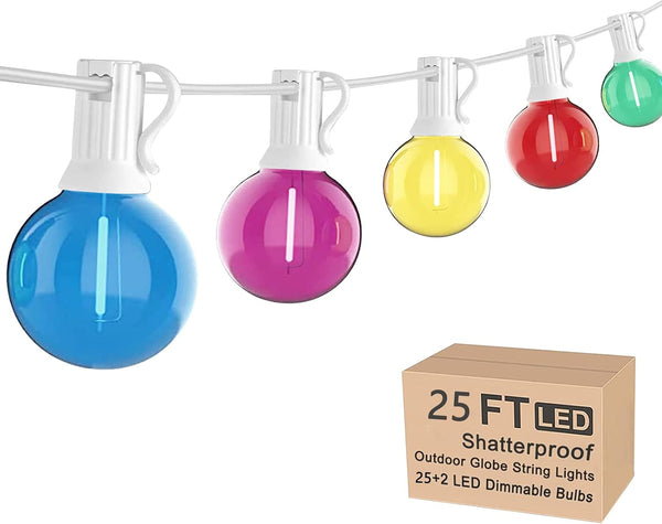 25Ft LED Outdoor String Lights, G40 Outdoor Christmas Decorations Lights Waterproof with