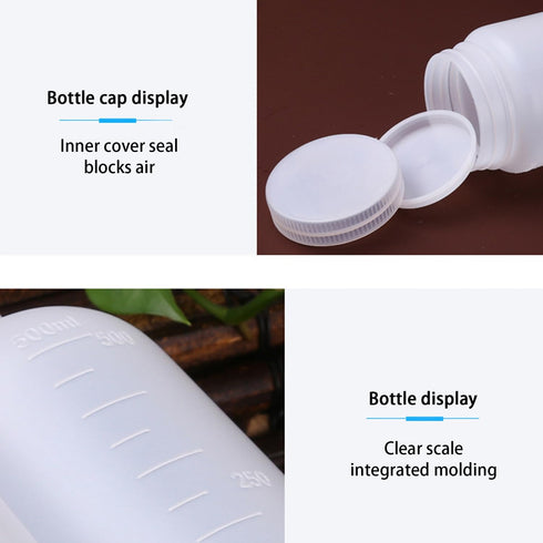 Bettomshin 2Pcs 1000ml PE Plastic Bottles, Wide Mouth Lab Reagent Liquid/Solid Sample Storage Container with Graduated
