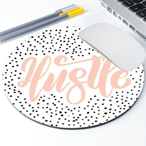 Hustle Mouse Pad, Coworker Present Quote, Round Mousemat, Desk Accessories, Hustle Hard