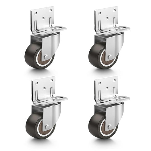 HUIXIHU 1 Inch Small Side Mount Casters Set of 4, L-Shaped Plate Low
