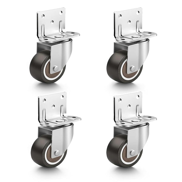 HUIXIHU 1 Inch Small Side Mount Casters Set of 4, L-Shaped Plate Low