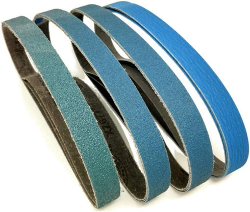 3/8 Inch x 13 Inch Zirconia Sanding Belts, 4 Each of 40/60/80/120 Assorted Grits for Woodworking, Metal Polishing (16