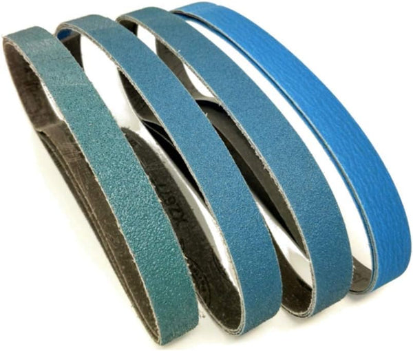 3/8 Inch x 13 Inch Zirconia Sanding Belts, 4 Each of 40/60/80/120 Assorted Grits for Woodworking, Metal Polishing (16