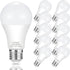 E26 LED Bulb, 100W Equivalent, 12W Medium Base, Non-Dimmable, Daylight White 6500K, 10 Pack