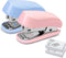 Stapler (Blue & Pink), Mini Stapler with Staples, Staple Remover, 1280pcs Staples for Office and School