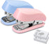 Stapler (Blue & Pink), Mini Stapler with Staples, Staple Remover, 1280pcs Staples for Office and School