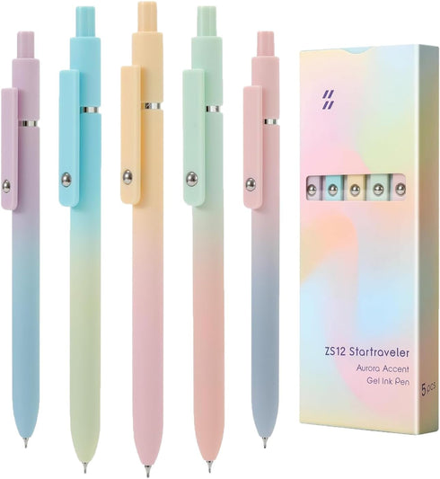 Gel Pens, 5 Pcs Retractable Gel Ink Pens, 0.7mm Fine Point, High-End Series for Journaling School Office Supplies
