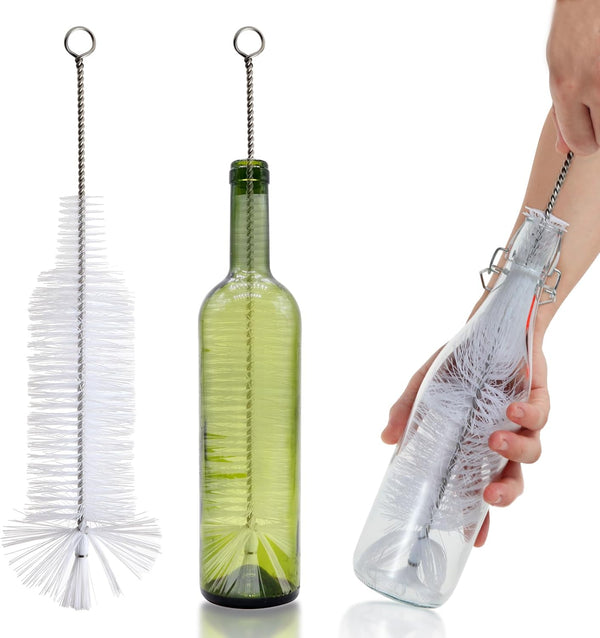 Bottle Brush for Cleaning Narrow Neck Swing Top Glass Bottles, Wine, Beer, Soda, Spray Bottles (White + 1PC)