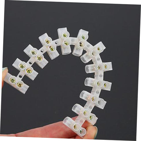 12-Position 10a Wire Connector Barrier Terminal Strip Brass Firmware Fastening Galvanized Screw Fire-Proof Plastic